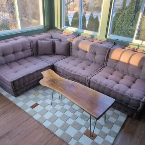 Modular Reversible Floor Sectional Sofa Taupe Color photo review
