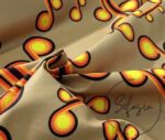 Beige and Gold Color 60's Vintage Patterned Fabric - Image 5