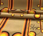 Beige and Gold Color 60's Vintage Patterned Fabric - Image 8