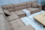 L Shaped Seating, Camel - Large Brown Cushion Floor Set - Image 3