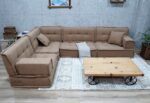 L Shaped Seating, Camel - Large Brown Cushion Floor Set - Image 6
