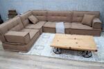 L Shaped Seating, Camel - Large Brown Cushion Floor Set - Image 7