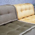 Green and Mustard Yellow Velvet Modular Foam Sofa