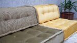 Green and Mustard Yellow Velvet Modular Foam Sofa