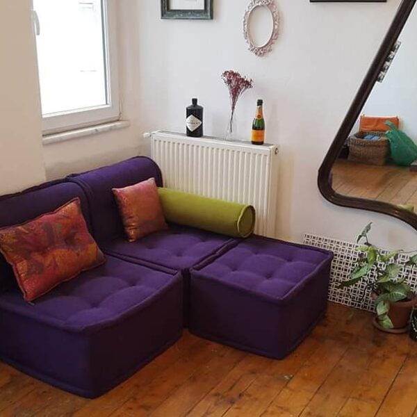 L Shaped Purple Sofa