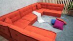 U Shaped Floor Sofa Orange, Extra Large Settee Cushions - Image 6