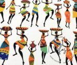 African Women Pattern Ethnic Fabric on White Background - Image 3