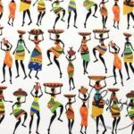 African Women Pattern Ethnic Fabric on White Background