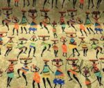 Antique Background African Women Pattern Authentic Fabric