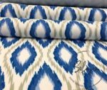 Beige Blue Baklava Ikat Fabric - Image 6