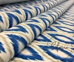 Beige Blue Baklava Ikat Fabric - Image 7