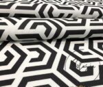 Black and White Geometric Patterned Sofa and Curtain Fabric - Image 6