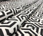 Black and White Geometric Patterned Sofa and Curtain Fabric - Image 7