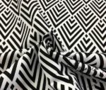 Black and White Geometric Triangle Patterned Fabric - Image 6
