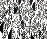 Black and White Pop Leaf Pattern Fabric - Image 3