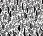 Black and White Pop Leaf Pattern Fabric