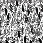 Black and White Pop Leaf Pattern Fabric