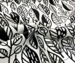 Black and White Pop Leaf Pattern Fabric - Image 7