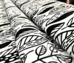 Black and White Pop Leaf Pattern Fabric - Image 8