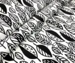 Black and White Pop Leaf Pattern Fabric - Image 9