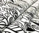 Black and White Pop Leaf Pattern Fabric - Image 11