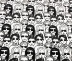 Black and White Smileys Patterned Fabric - Image 3
