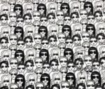 Black and White Smileys Patterned Fabric