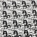 Black and White Smileys Patterned Fabric