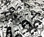 Black and White Smileys Patterned Fabric - Image 5