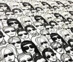Black and White Smileys Patterned Fabric - Image 6