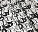Black and White Smileys Patterned Fabric - Image 7