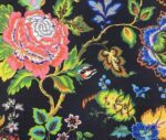 Black Background Blue Pink Floral Sofa Cover Fabric - Image 3