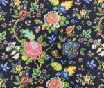 Black Background Blue Pink Floral Sofa Cover Fabric