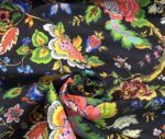 Black Background Blue Pink Floral Sofa Cover Fabric - Image 4