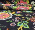 Black Background Blue Pink Floral Sofa Cover Fabric - Image 5