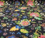Black Background Blue Pink Floral Sofa Cover Fabric - Image 7