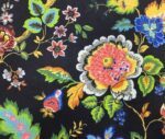 Black Background Blue Pink Floral Sofa Cover Fabric - Image 8