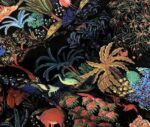 Black Background Forest Pattern Fabric - Image 3