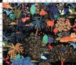 Black Background Forest Pattern Fabric