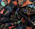 Black Background Forest Pattern Fabric - Image 4