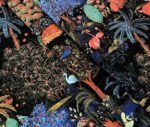 Black Background Forest Pattern Fabric - Image 5