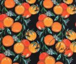 Black Background Grapefruit Patterned Sofa Fabric