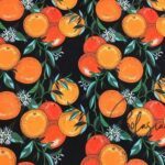 Black Background Grapefruit Patterned Sofa Fabric