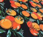 Black Background Grapefruit Patterned Sofa Fabric - Image 4