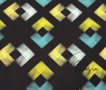Black Background Green Yellow Ikat Fabric - Image 3