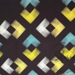 Black Background Green Yellow Ikat Fabric