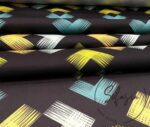 Black Background Green Yellow Ikat Fabric - Image 6