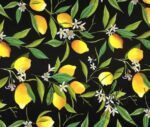 Black Background Lemon Patterned Sofa Fabric