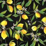 Black Background Lemon Patterned Sofa Fabric