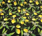 Black Background Lemon Patterned Sofa Fabric - Image 5
